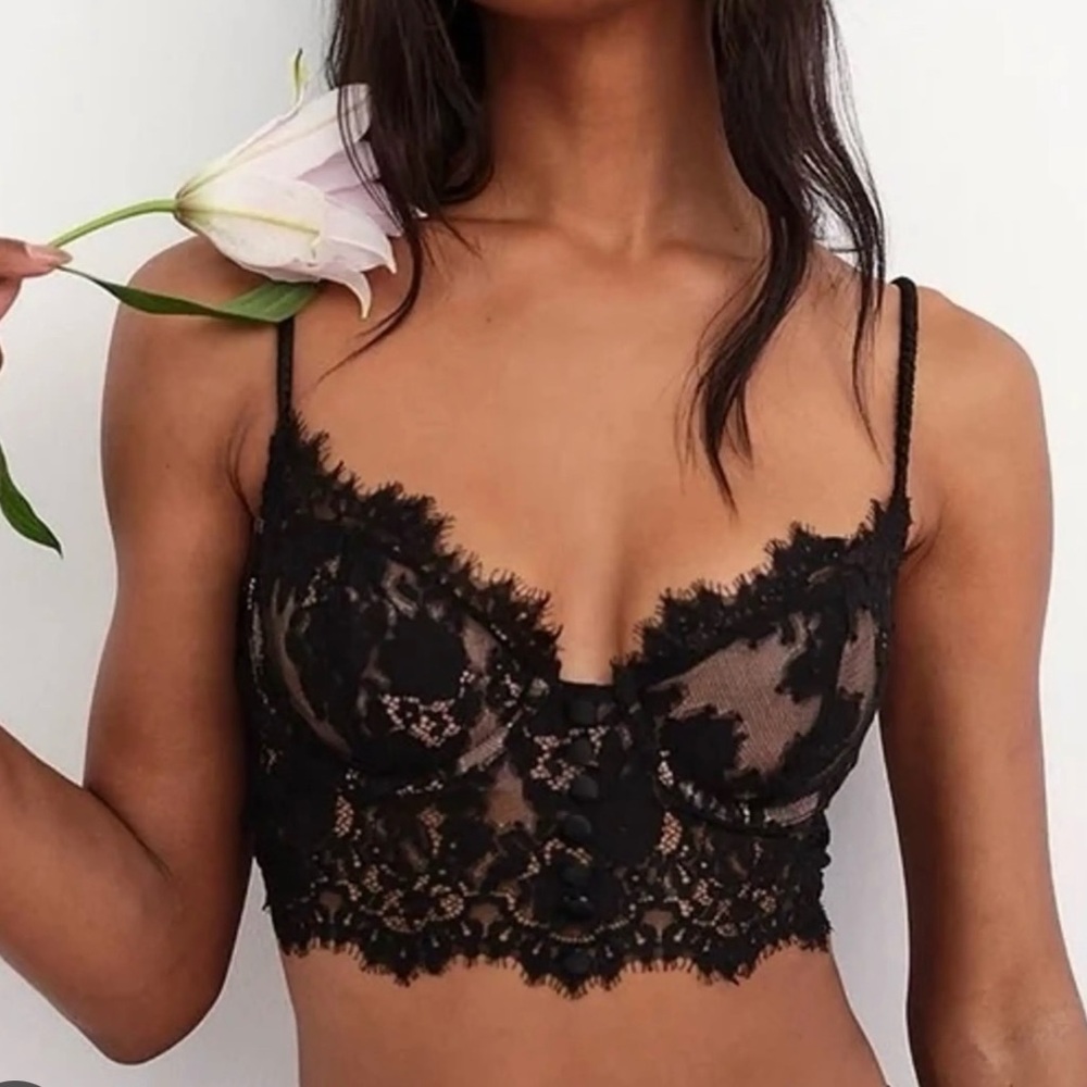 For Love And Lemons Black Lace Bra